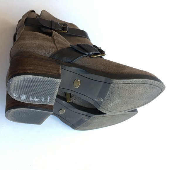 SOLE SOCIETY Kai Brown Suede Bike Boots‎ Buckled 8B - Picture 9 of 9